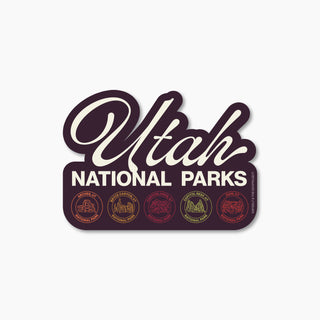 National Parks of Utah Cursive Sticker