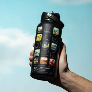 Fifty States Insulated Sticker Bottle - Black