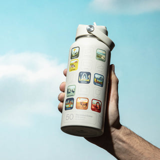 Fifty States Insulated Sticker Bottle - Tan