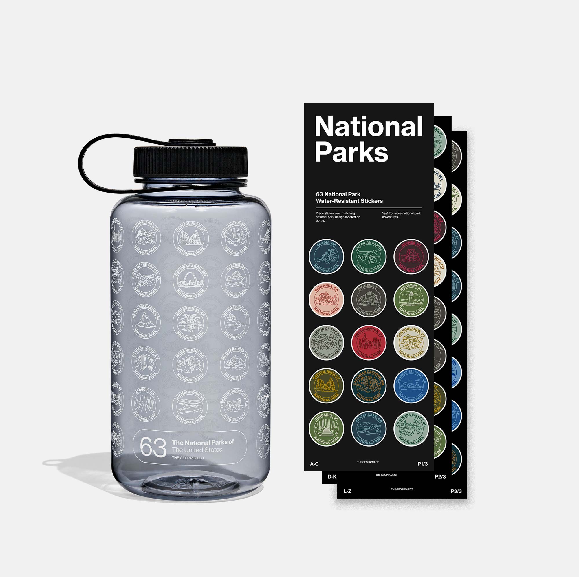 National Park Sticker Bottle 32oz Plastic - Black – The GeoProject