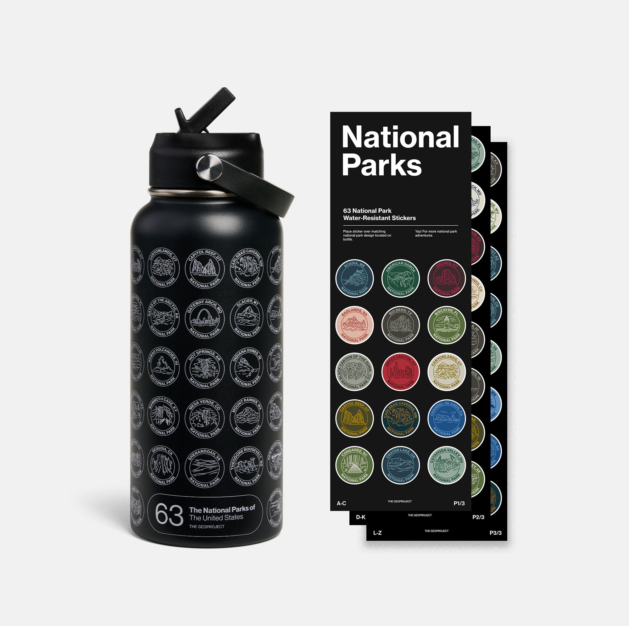 National Park Sticker Bottle 32oz - Black – The GeoProject