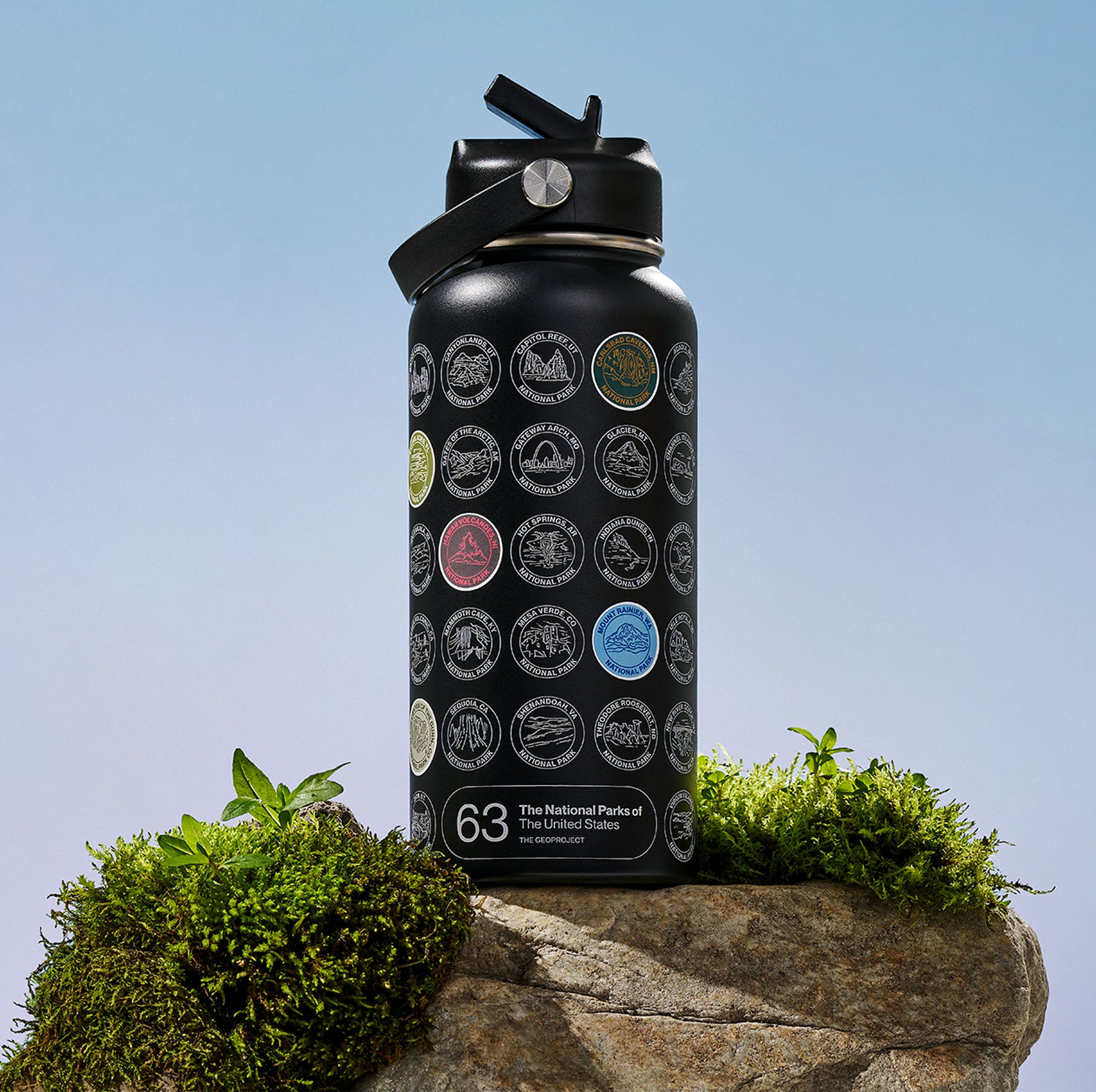 National Park Sticker Bottle 32oz Plastic - Black – The GeoProject