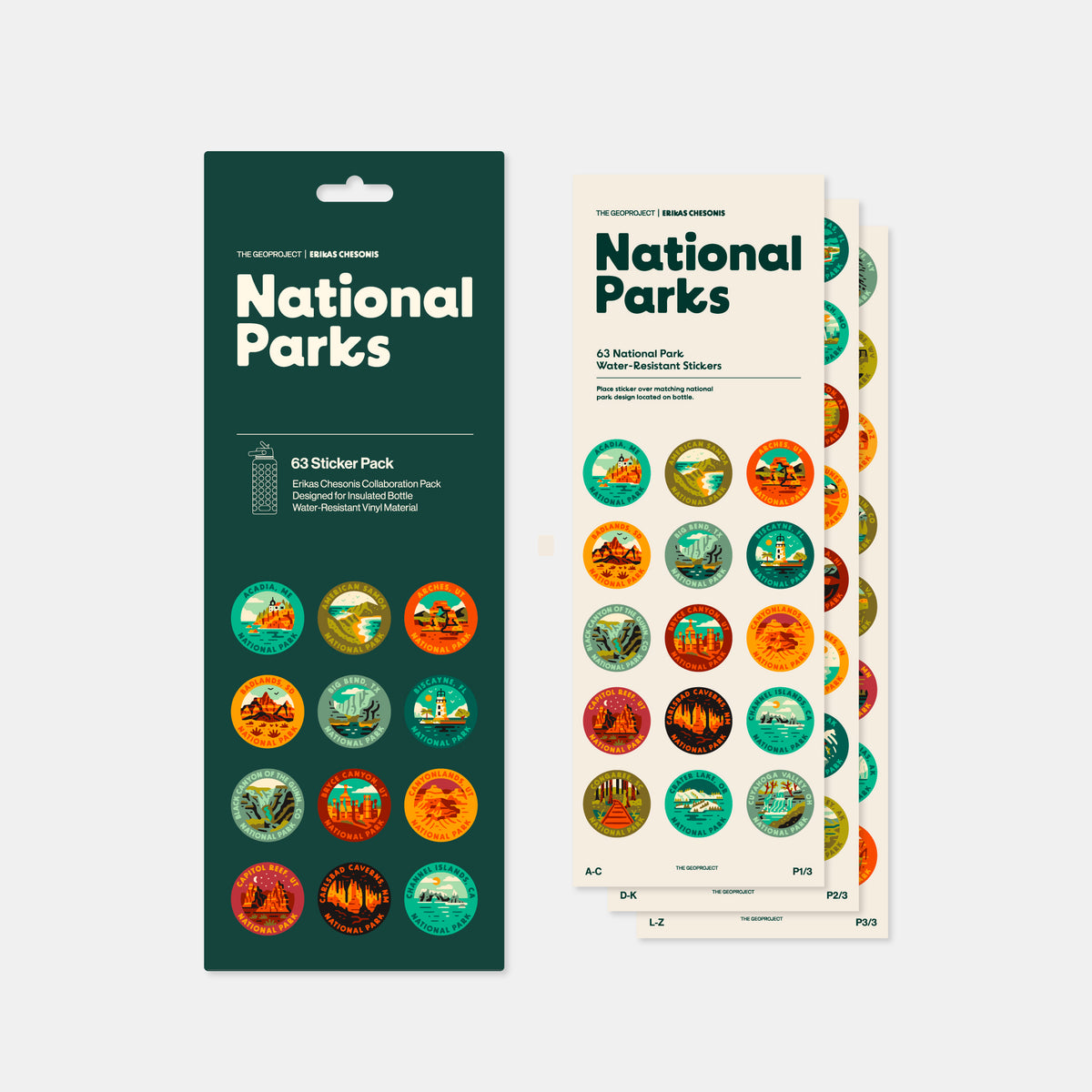 National Park Sticker Pack - For Insulated Bottle - THE GEOPROJECT