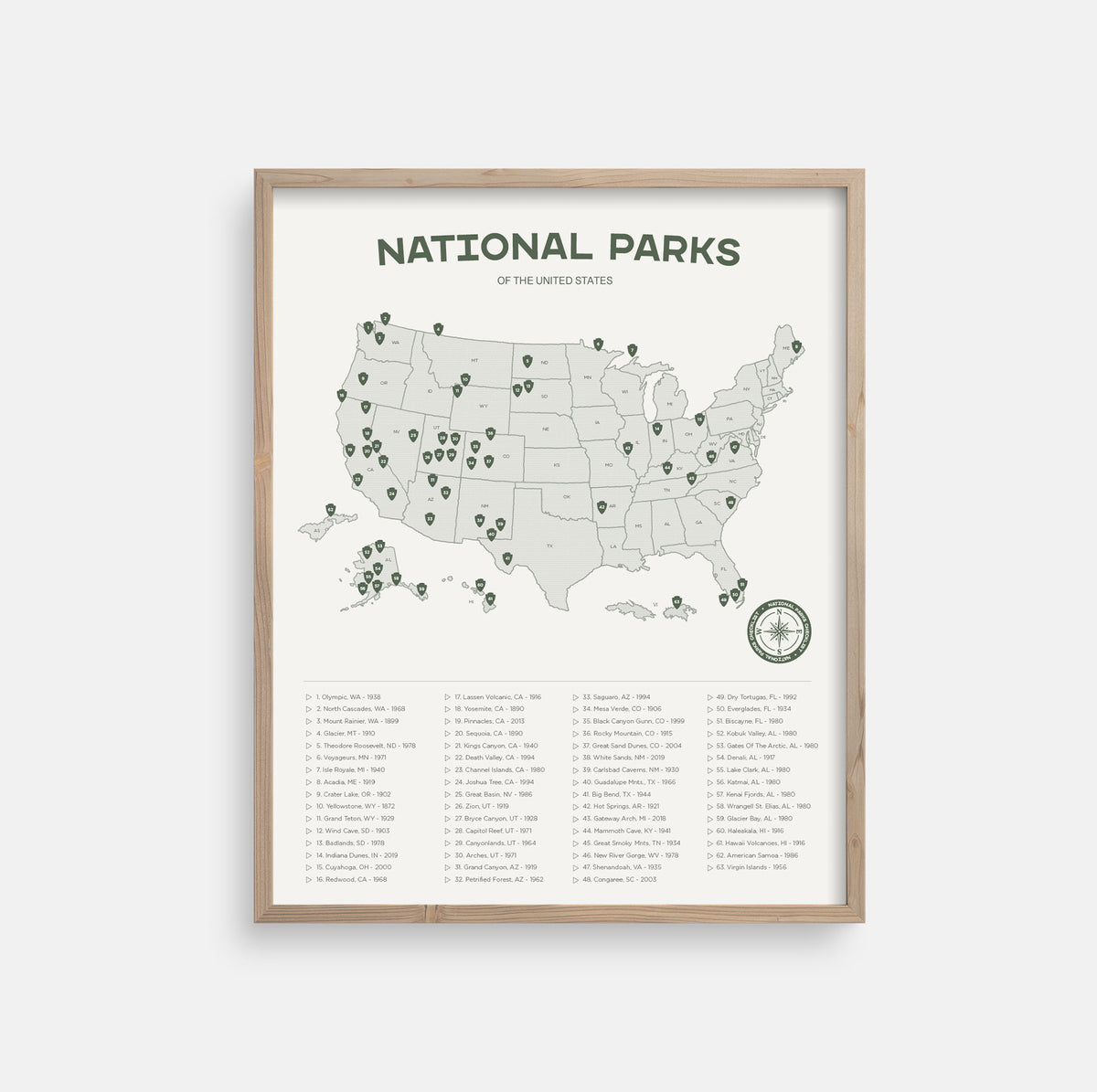 US National Parks Map Checklist Poster – The GeoProject